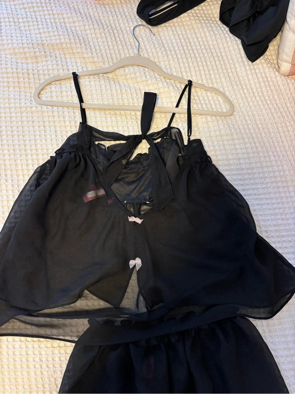 Betsey Johnson Black Sheer Camisole and Shorts Sleep Set